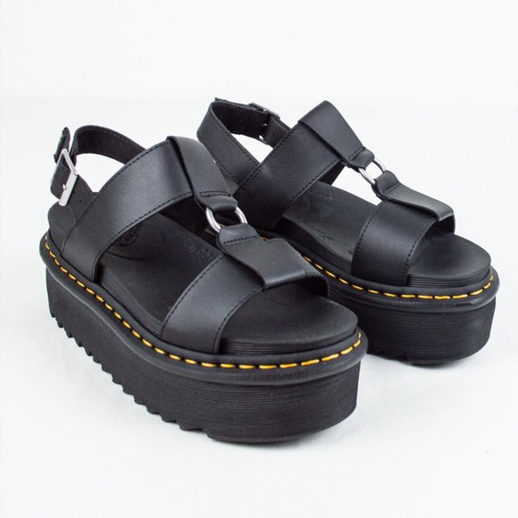 Dr. Martens Francis Black Leather Strap Platform Sandal - Picture 6 of 12